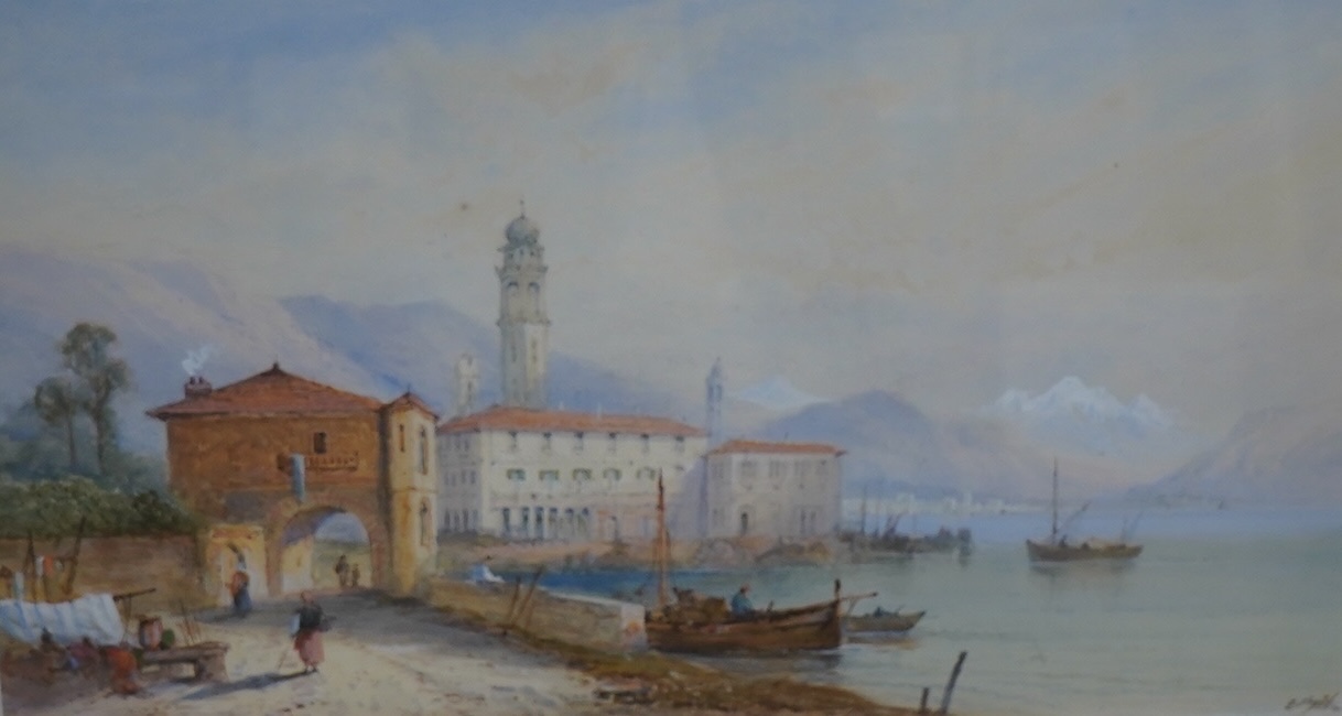 Edwin St. John (1880-1920), watercolour, Coastal scene, signed, 28 x 48cm. Condition - fair